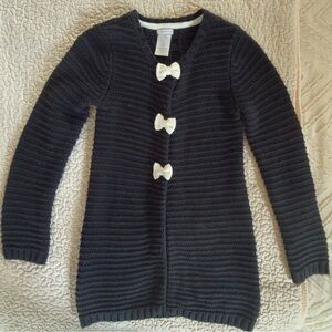 Tahari Black Cardigan with White Bow Details